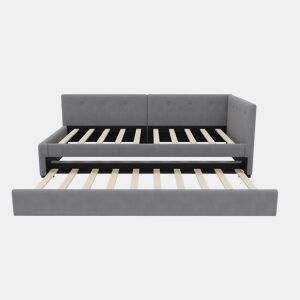 Cama individual 90x200 cm - Sofá-cama com cama extra, minimalista - Cinza