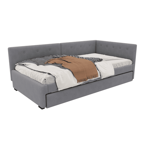 Cama individual 90x200 cm - Sofá-cama com cama extra, minimalista - Cinza