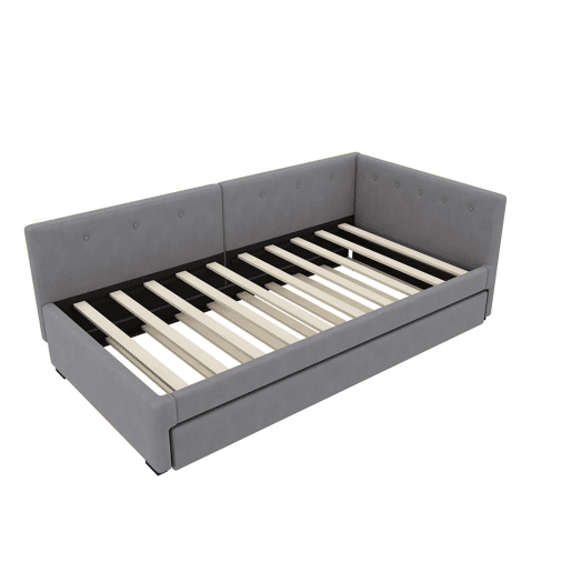 Cama individual 90x200 cm - Sofá-cama com cama extra, minimalista - Cinza