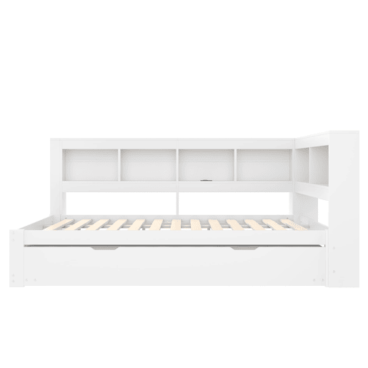 Sofá-cama + 140x200 cm - Cama extensível com tomada e 2 portas USB - Branco