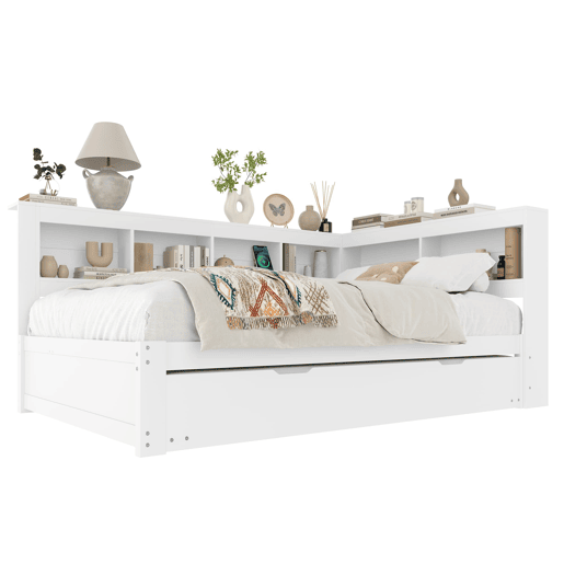 Sofá-cama + 140x200 cm - Cama extensível com tomada e 2 portas USB - Branco