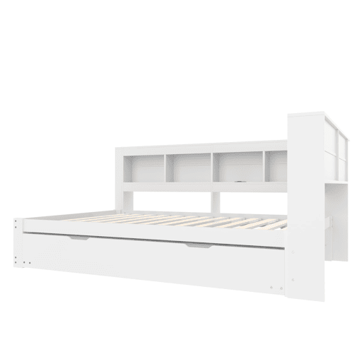 Sofá-cama + 140x200 cm - Cama extensível com tomada e 2 portas USB - Branco