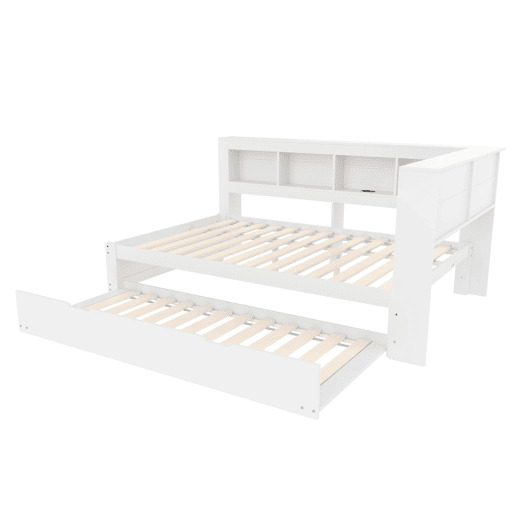 Sofá-cama + 140x200 cm - Cama extensível com tomada e 2 portas USB - Branco