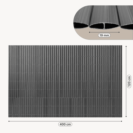 Tapete de privacidade para jardim Cefalu PVC 120x400cm 19 mm Antracite casa.pro