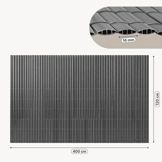 Tapete de privacidade para jardim Cefalu PVC 120x400cm 16 mm Antracite casa.pro