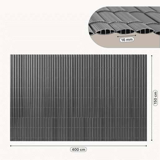 Tapete de privacidade para jardim Cefalu PVC 150x400cm 16 mm Antracite casa.pro