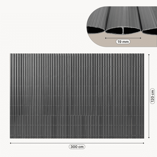 Tapete de privacidade para jardim Cefalu PVC 120x300cm 19 mm Antracite casa.pro