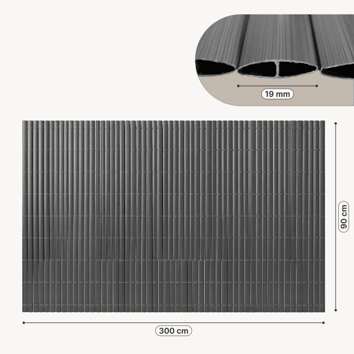 Tapete de privacidade para jardim Cefalu PVC 90x300cm 19 mm Antracite casa.pro