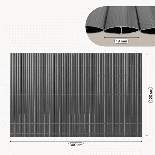 Tapete de privacidade para jardim Cefalu PVC 100x300cm 19 mm Antracite casa.pro