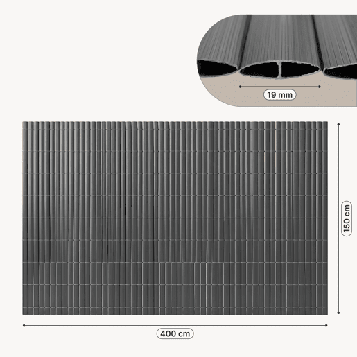 Tapete de privacidade para jardim Cefalu PVC 150x400cm 19 mm Antracite casa.pro
