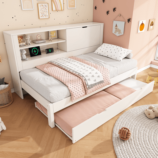 Cama gavetão de madeira maciça 90x190 cm,branco