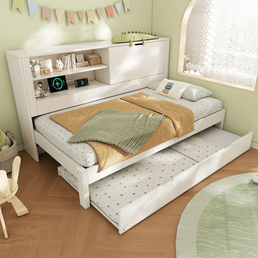 Cama gavetão de madeira maciça 90x190 cm,branco
