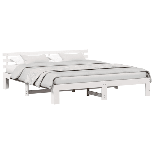 Estrutura da Cama de casal simple com cabeceira Branco 180 x 200 cm
