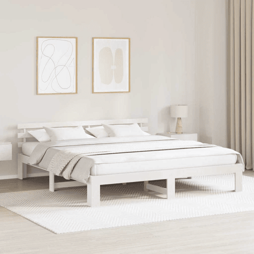 Estrutura da Cama de casal simple com cabeceira Branco 180 x 200 cm