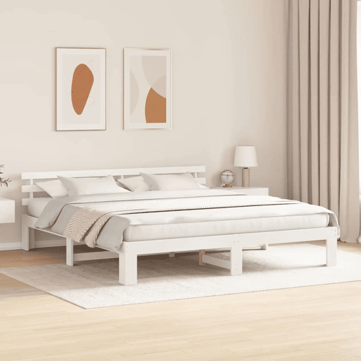 Estrutura da Cama de casal simple com cabeceira Branco 180 x 200 cm