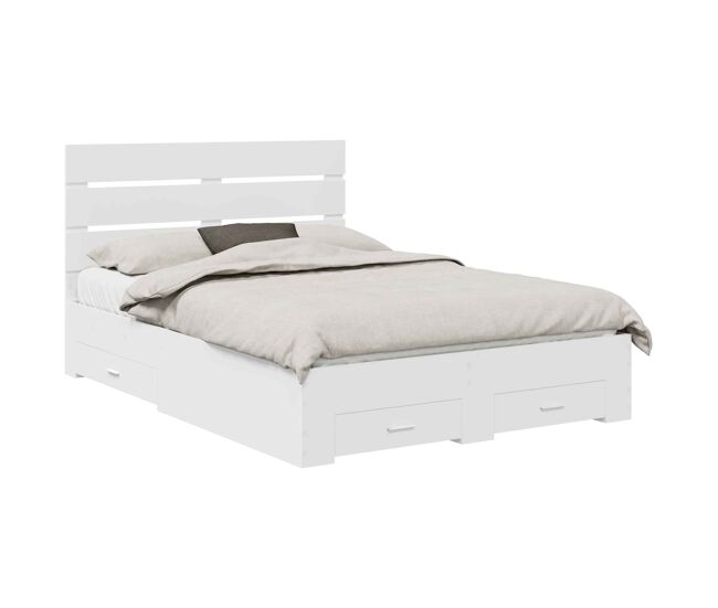 Estructura de cama doble matrimonial con cajón 140 x 200 cm madera de ingeniería