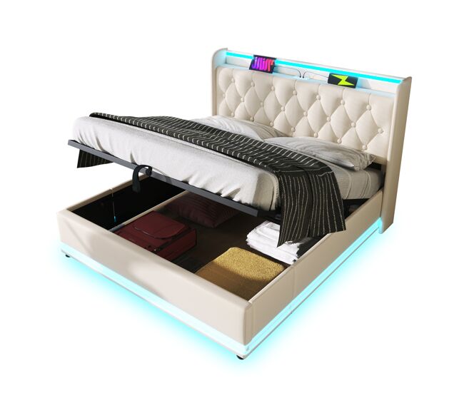 Cama de matrimonio de lino 154x210