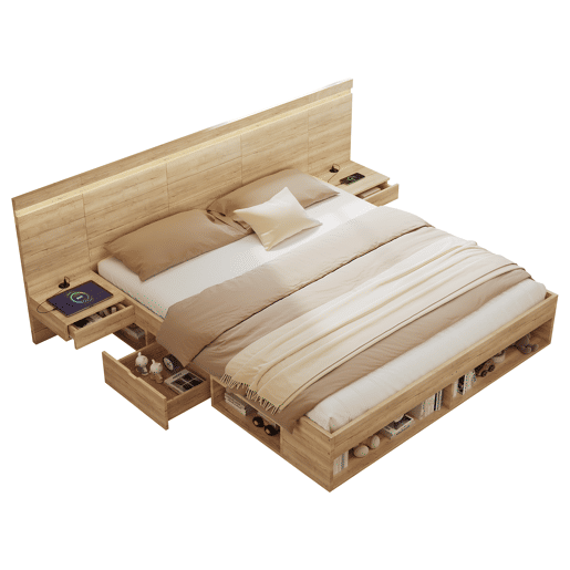 Cama de casal de mdf 180x200 cm com luz led,natural