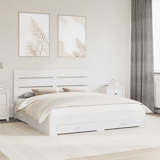 Estrutura De Cama De Casal Moderno - Branco 180 x 200 cm Madeira processada
