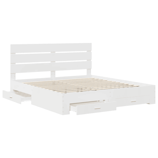 Estrutura De Cama De Casal Moderno - Branco 180 x 200 cm Madeira processada