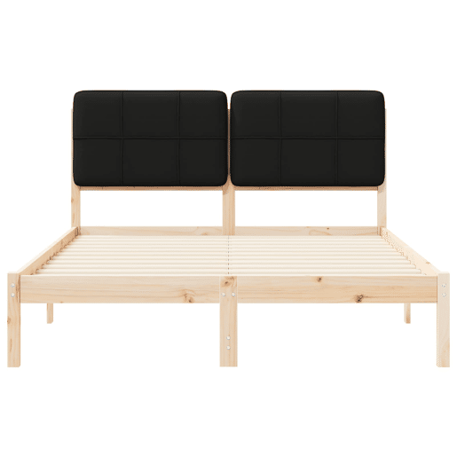 Estrutura de Cama de casal moderno com Cabeceira Estofada Preto 150 x 200 cm