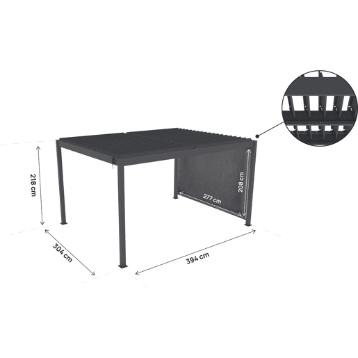 Pérgula bioclimática com toldo de alumínio > - 3 x 4 m - Cinzento Pérgula bioclimática com toldo de alumínio > - 3 x 4 m - Cinzento