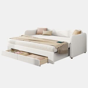 Sofá-cama individual conversível 90x200 cm de tecido,bege
