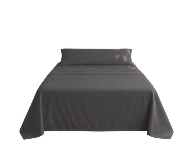 Juego de sábanas liso gris oscuro cama 135cm 144 hilos donegal collections