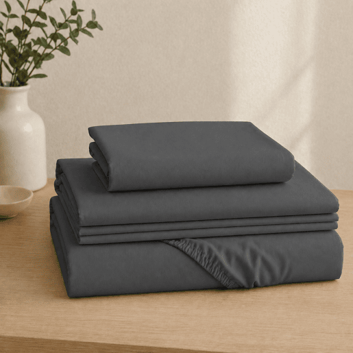 Jogo de Lençóis Cinza Scuro Cama de 135cm 144 Fios Donegal Collections