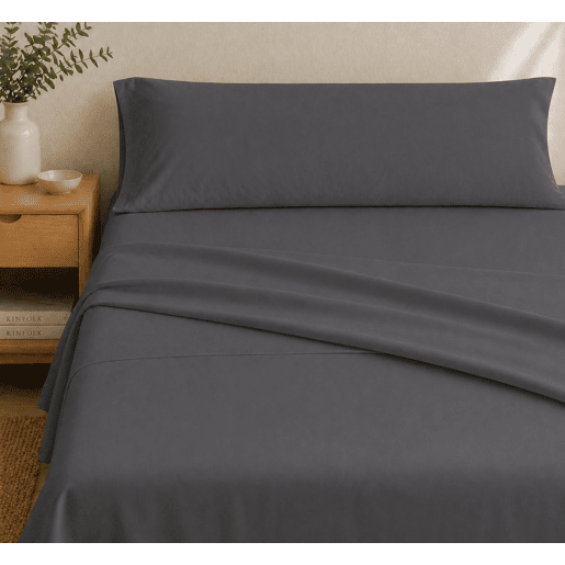 Jogo de Lençóis Cinza Scuro Cama de 135cm 144 Fios Donegal Collections