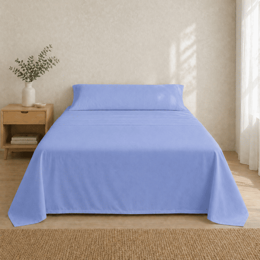 Jogo de Lençóis Azul Cama de 105cm 144 Fios Donegal Collections
