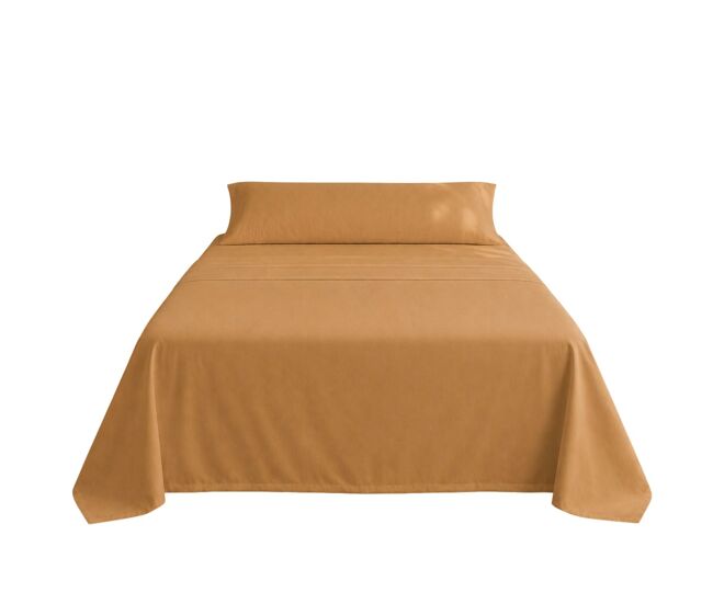 Juego de sábanas liso ocre cama 105cm 144 hilos donegal collections