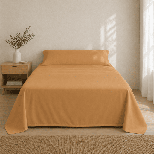 Jogo de Lençóis Ocre Cama de 105cm 144 Fios Donegal Collections
