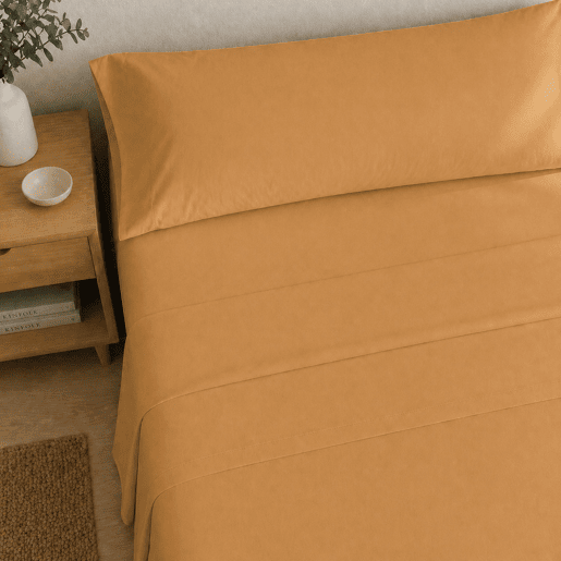 Jogo de Lençóis Ocre Cama de 135cm 144 Fios Donegal Collections