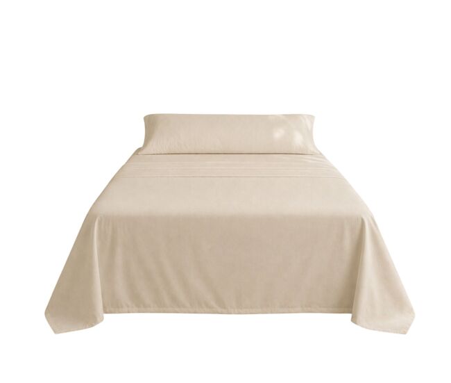 Juego de sábanas liso beige cama 180cm 144 hilos donegal collections
