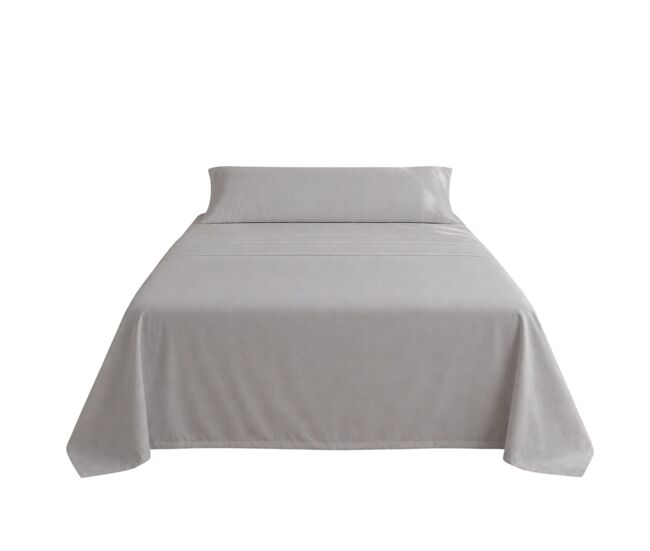 Juego de sábanas liso gris claro cama 90cm 144 hilos donegal collections