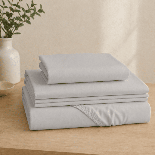 Jogo de Lençóis Cinza Claro Cama de 90cm 144 Fios Donegal Collections