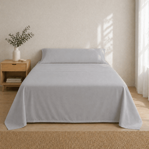 Jogo de Lençóis Cinza Claro Cama de 90cm 144 Fios Donegal Collections