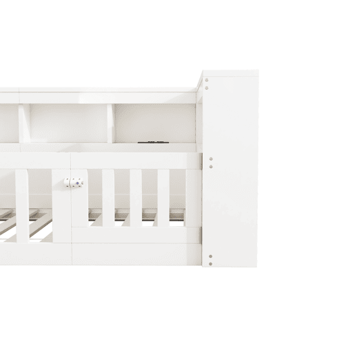 Cama Daybett 90x200cm - Sofá-cama, com compartimento de arrumação, com estrado (sem colchão), com tomada e USB - Branco