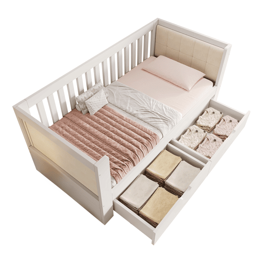 Cama de criança,cama de solteiro de madeira maciça 90x190 cm,branco