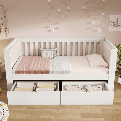 Cama de criança,cama de solteiro de madeira maciça 90x190 cm,branco