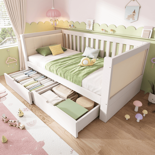 Cama de criança,cama de solteiro de madeira maciça 90x190 cm,branco