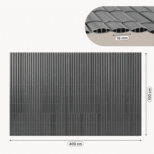 Tapete de privacidade para jardim Cefalu PVC 100x400cm 16 mm Antracite casa.pro