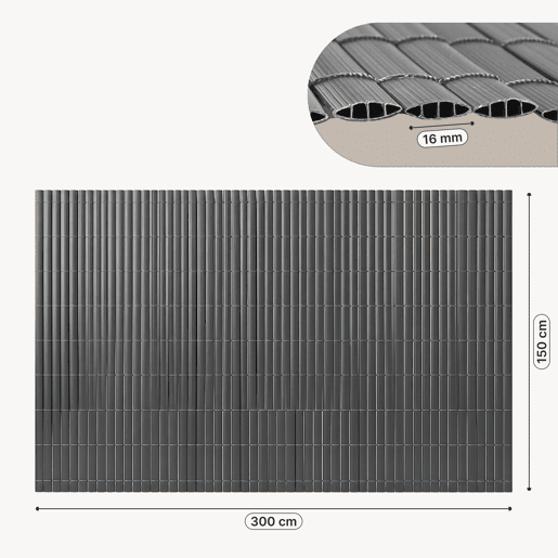 Tapete de privacidade para jardim Cefalu PVC 150x300cm 16 mm Antracite casa.pro