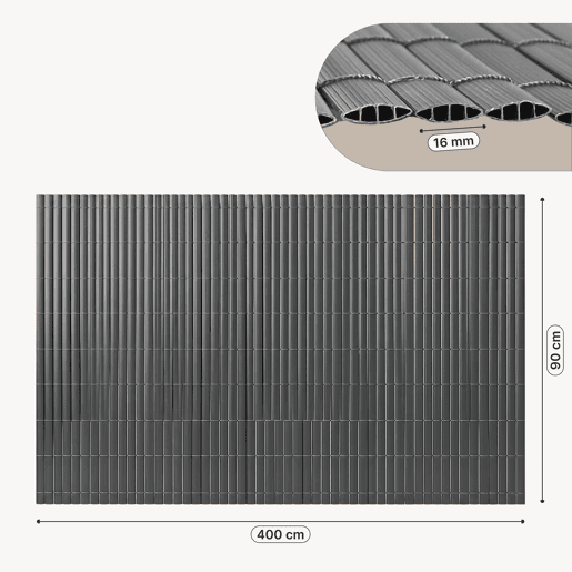 Tapete de privacidade para jardim Cefalu PVC 90x400cm 16 mm Antracite casa.pro