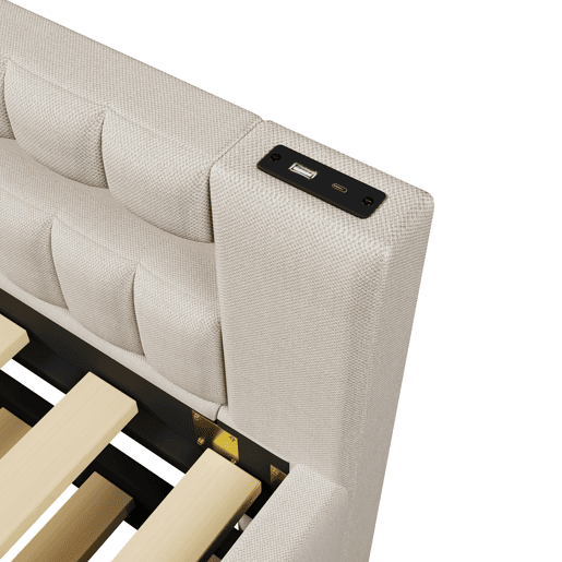 Daybett 90x200 cm - Sofá-cama com LED, cama extraível, USBType-C - Linho bege