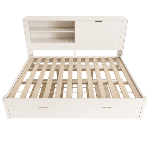 Sofá-cama duplo 140x190 cm - com cama extra 90x190, arrumação, USB - Branco