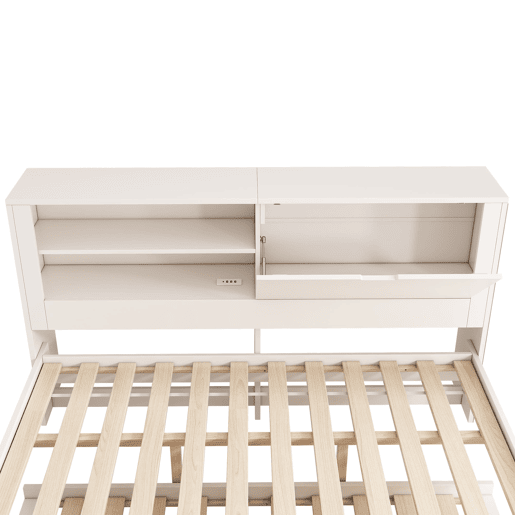 Sofá-cama duplo 140x190 cm - com cama extra 90x190, arrumação, USB - Branco