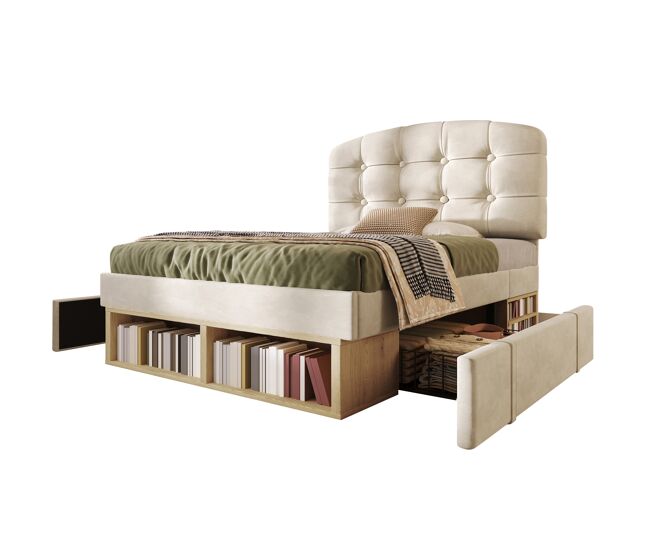 Cama individual de terciopelo 101x207