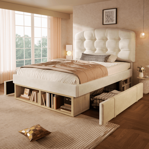 Cama de solteiro de veludo 90x200 cm,bege
